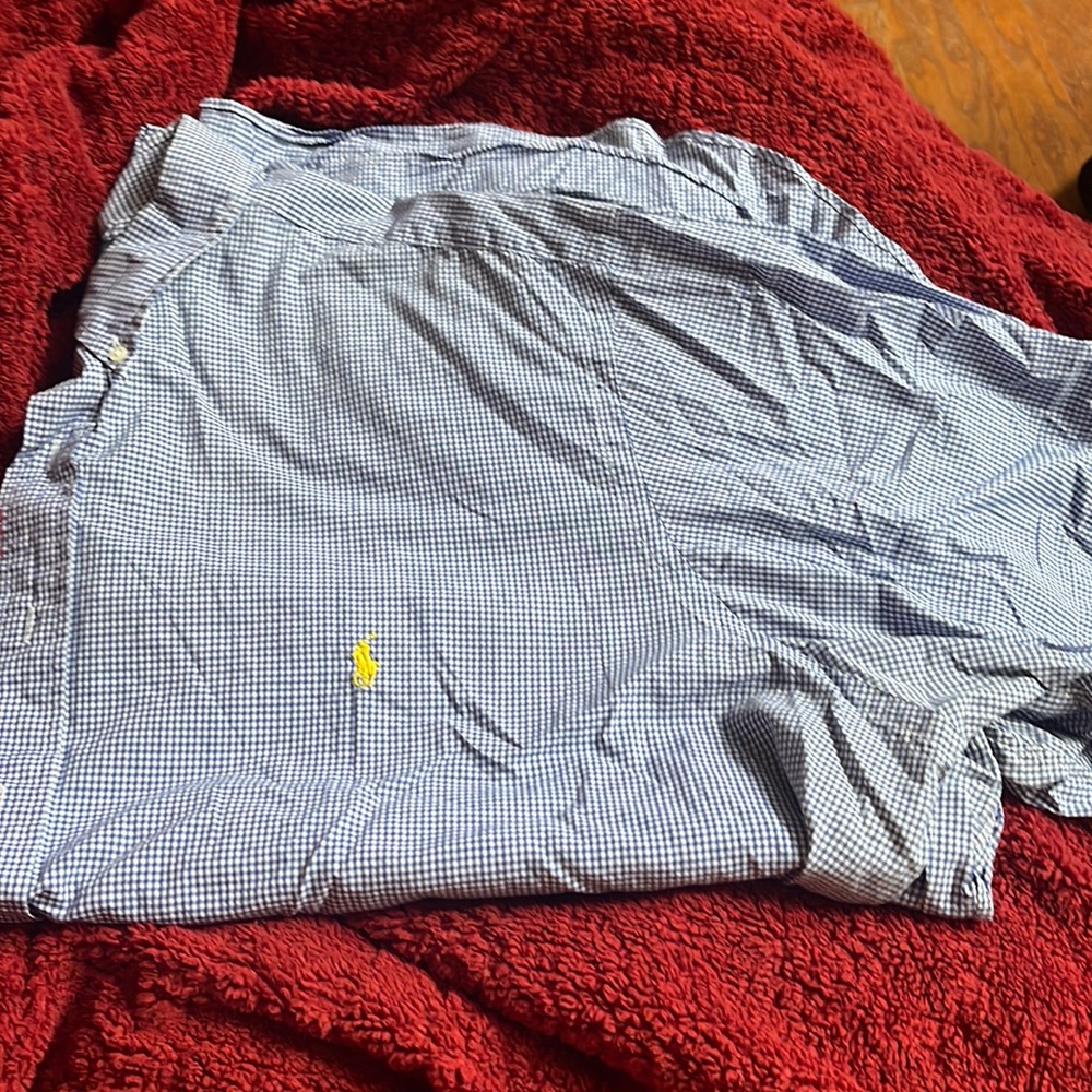 Ralph Lauren-Men’s Short Sleeved Button Up Shirt-3XB-Blue Plaid